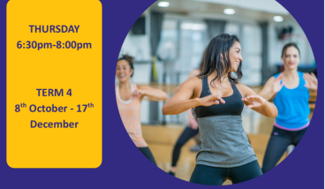 Zumba Session flyer with three Women p Zumba